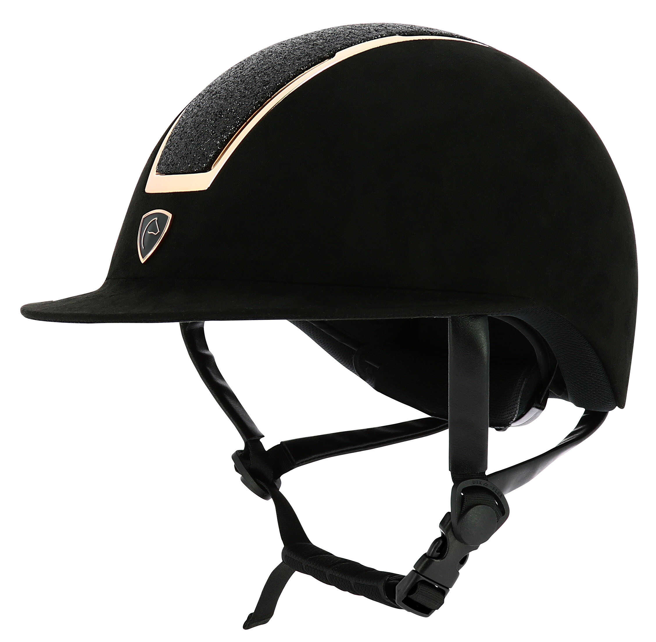 EQUITHEME Glint ridehjelm sort/rosenguld (58–60)