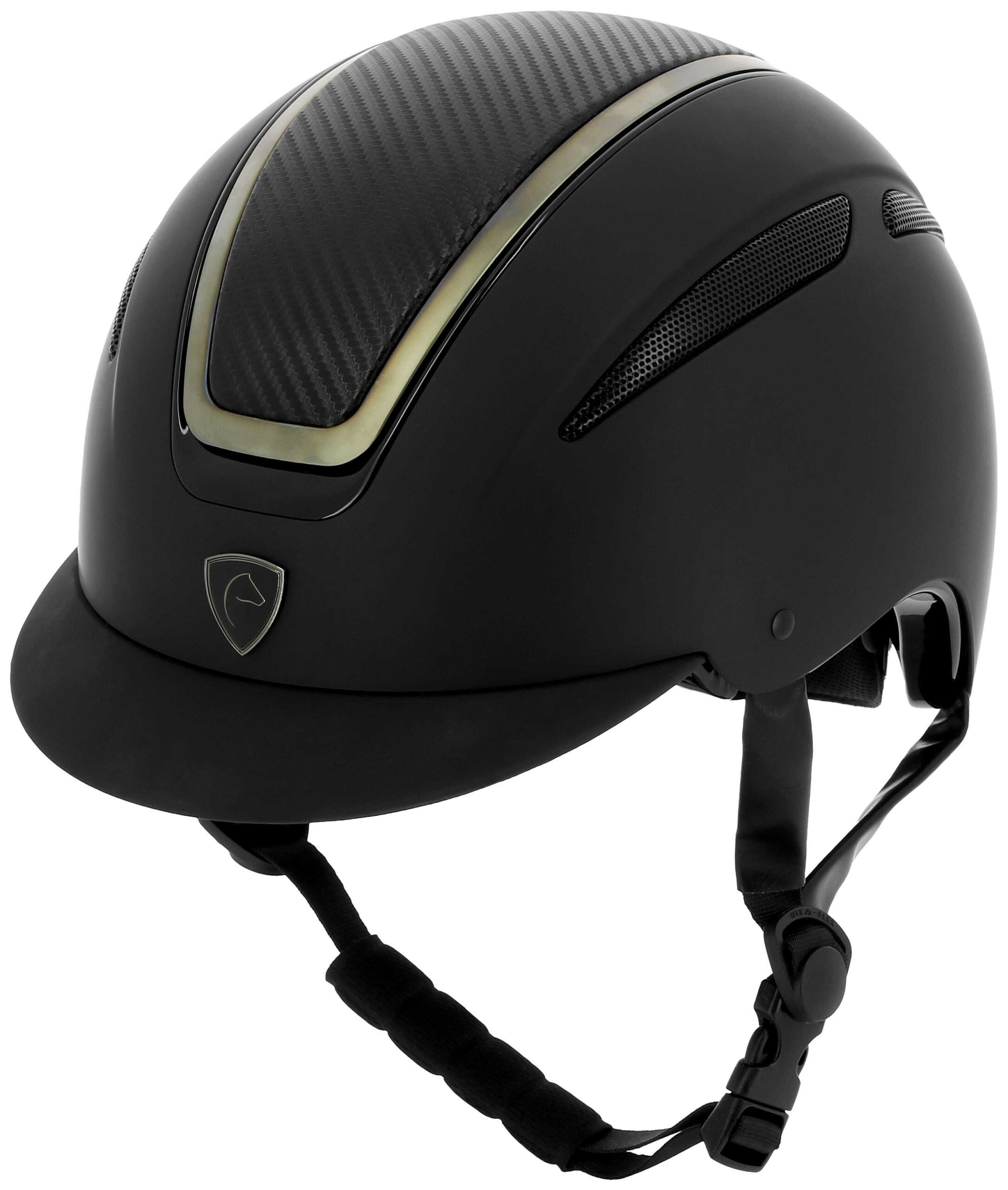 EQUITHEME Agris ridehjelm sort/krom/carbon (56–58)